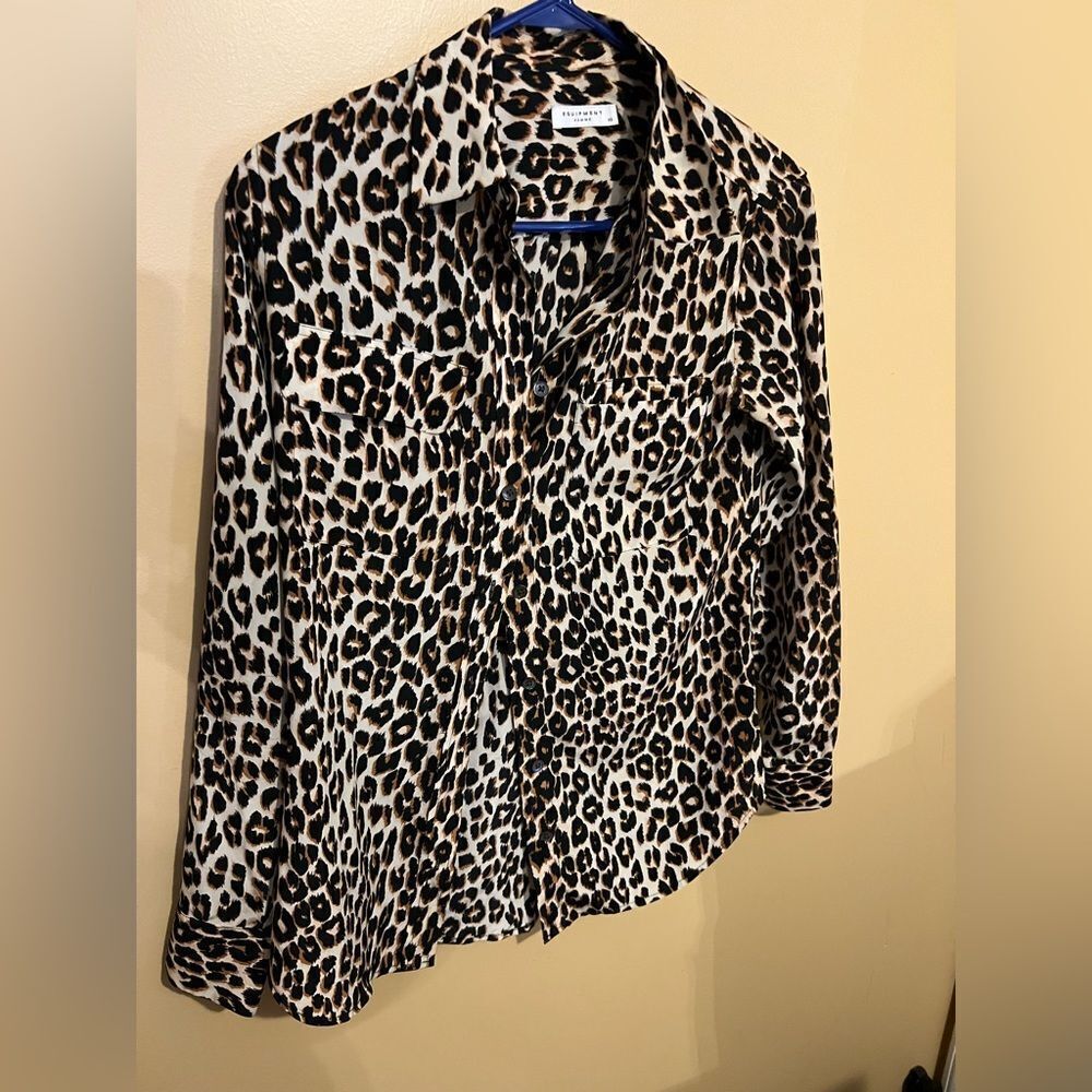 Equipment animal print button down xs